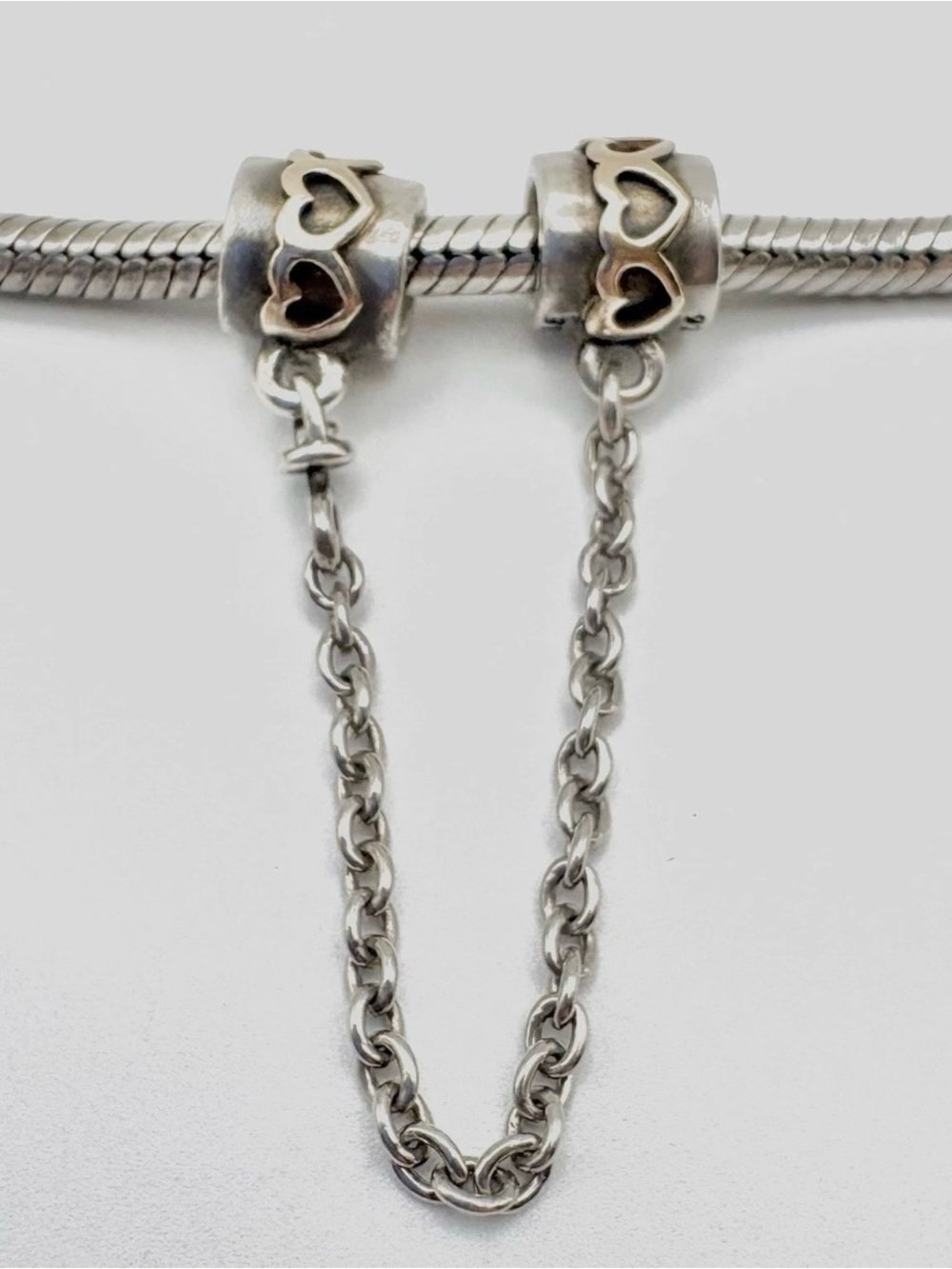 Retired Pandora Hearts Sterling Silver & 14k Gold Safety Chain Charm